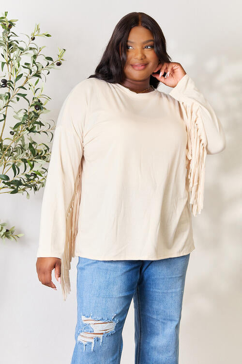 In With The Fringe Long Sleeve Top