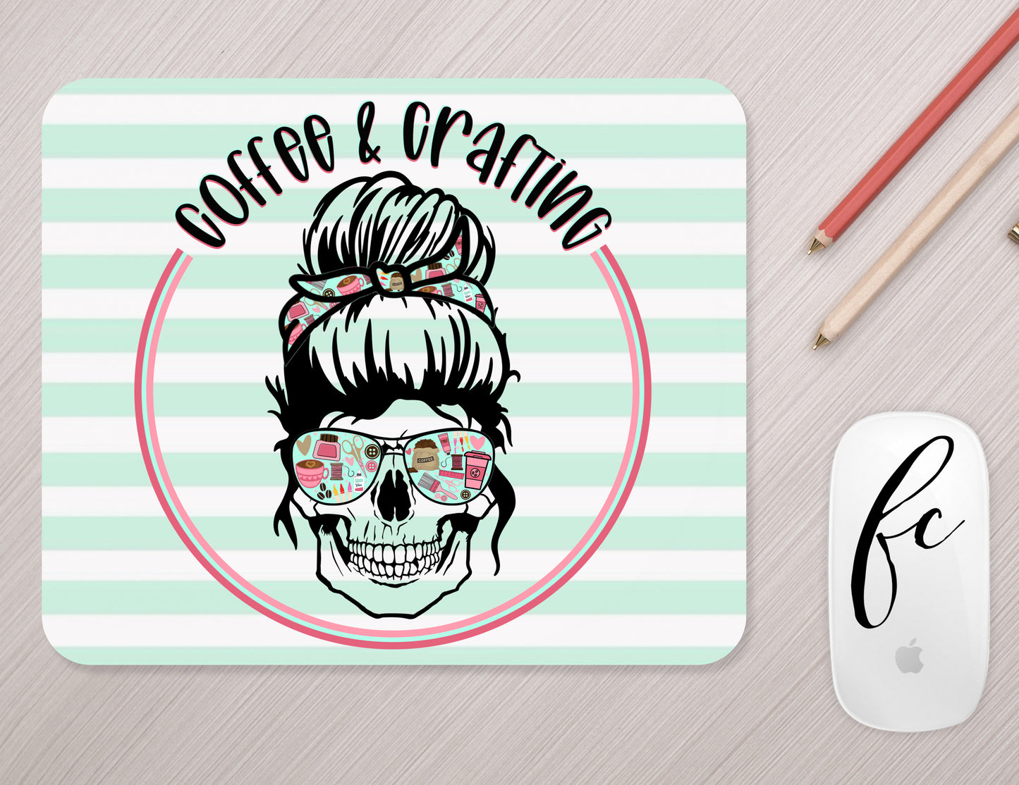 Coffee & Creating Skull Mousepad - Bella Lia Boutique