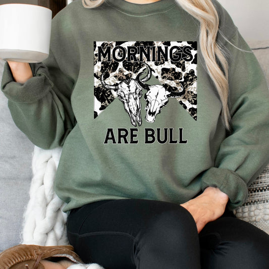 Mornings are Bull Graphic Tee or Sweatshirt - Bella Lia Boutique