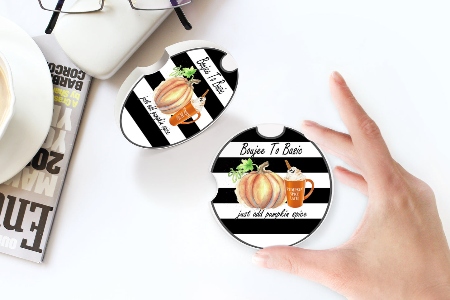 Boujie to Basic Fall Car Coasters - Bella Lia Boutique