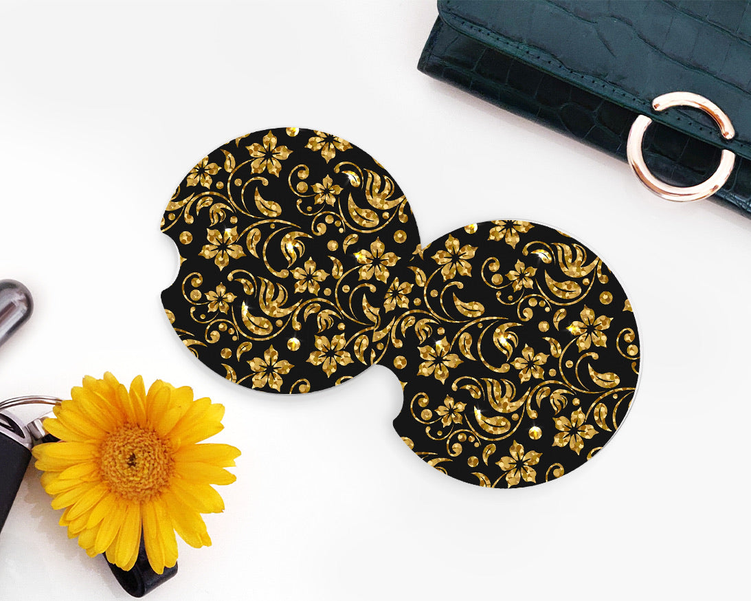 Gold Glitter Fall Car Coasters - Bella Lia Boutique