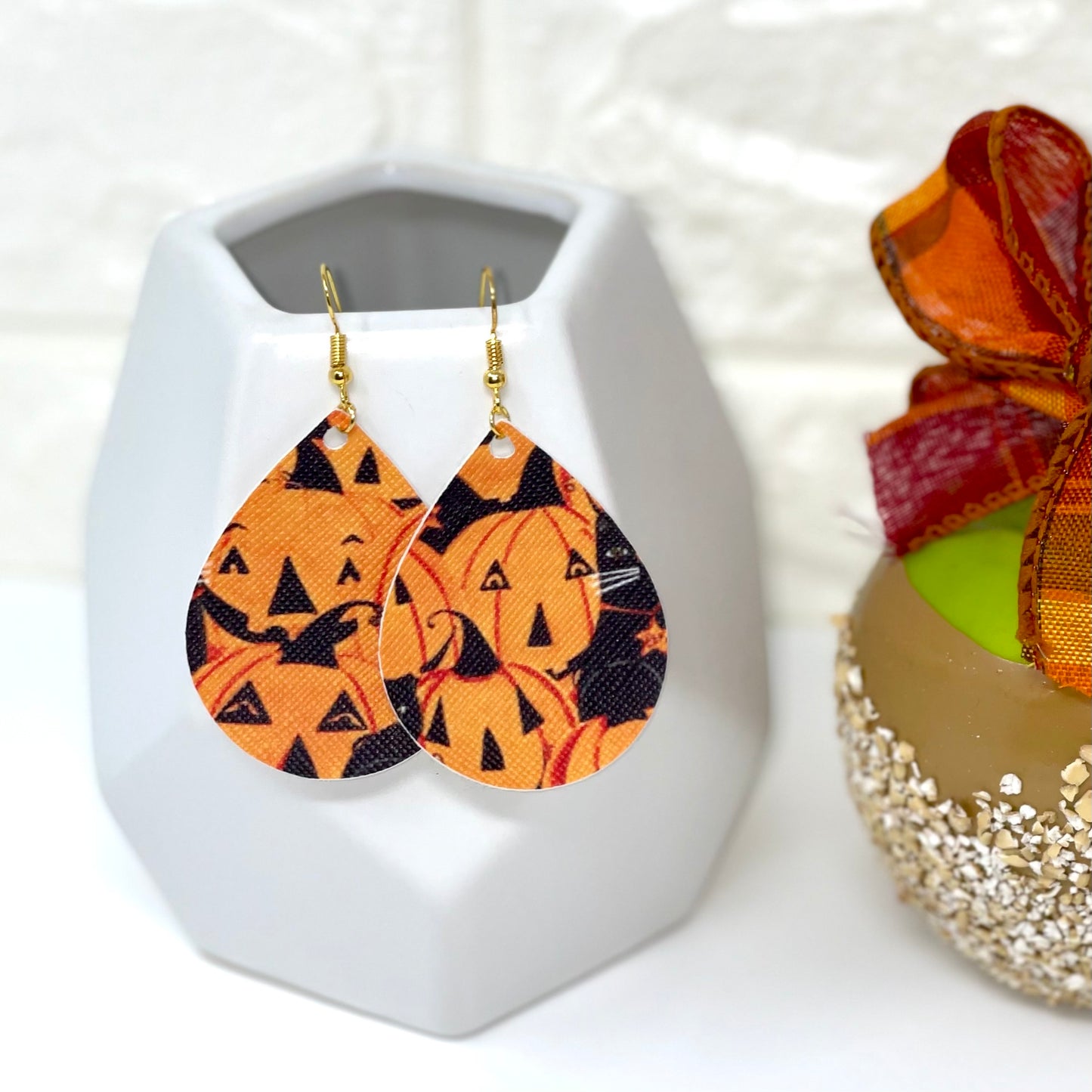 Faux Leather Earrings | Pumpkins & Kittens - Bella Lia Boutique