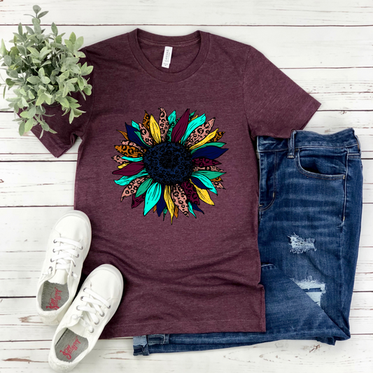 Fall Leopard Sunflower Adult Unisex Shirt - Bella Lia Boutique