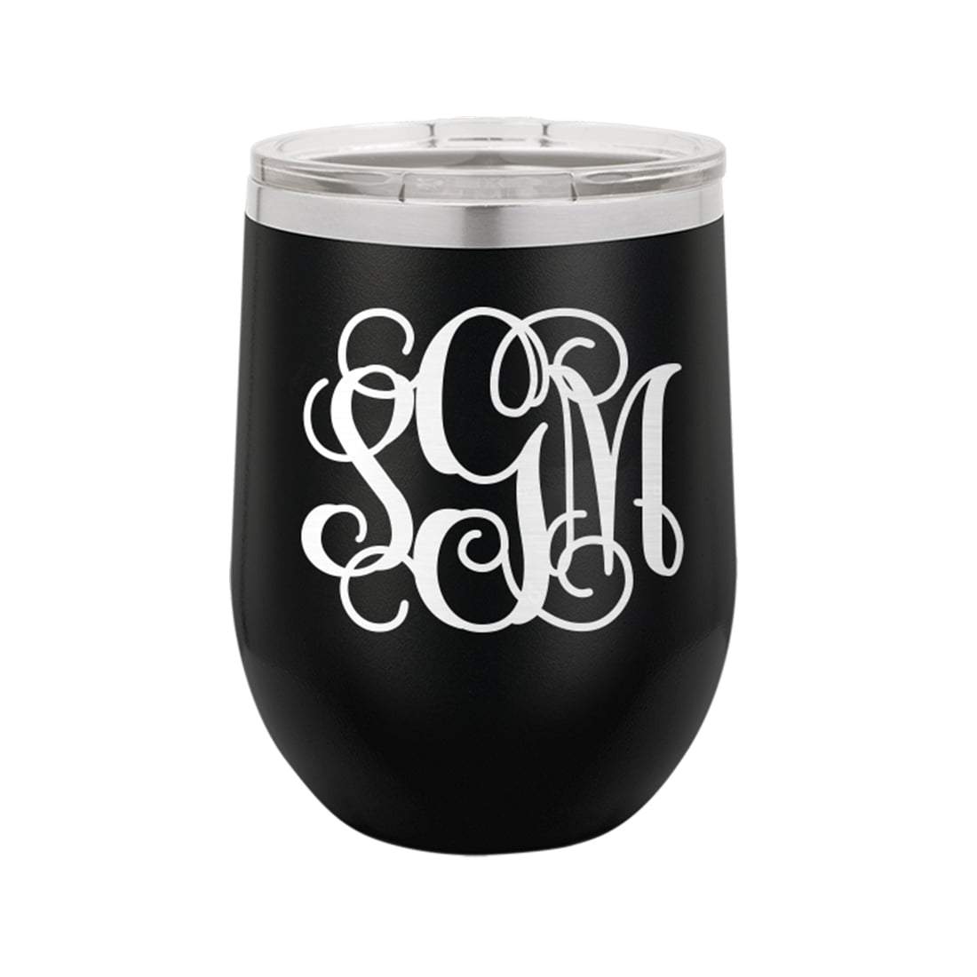 Vine Monogram Black 12oz Insulated Tumbler - Bella Lia Boutique