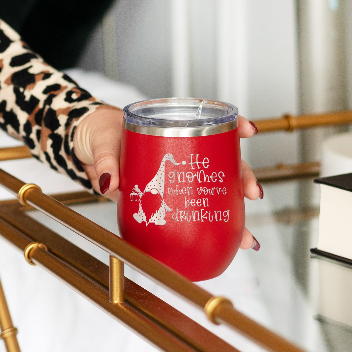 He Gnomes Red 12oz. Insulated Tumbler - Bella Lia Boutique
