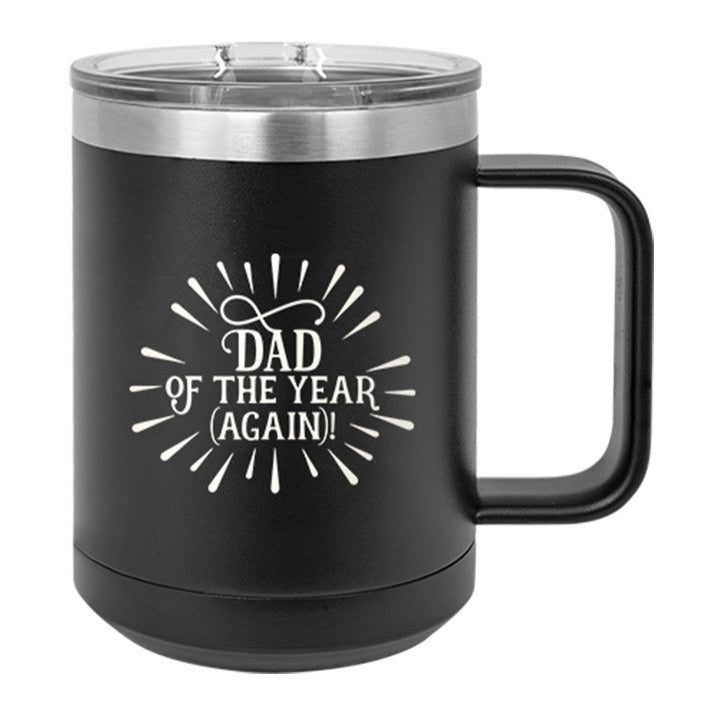 Dad of the Year Black 15oz Insulated Mug - Bella Lia Boutique