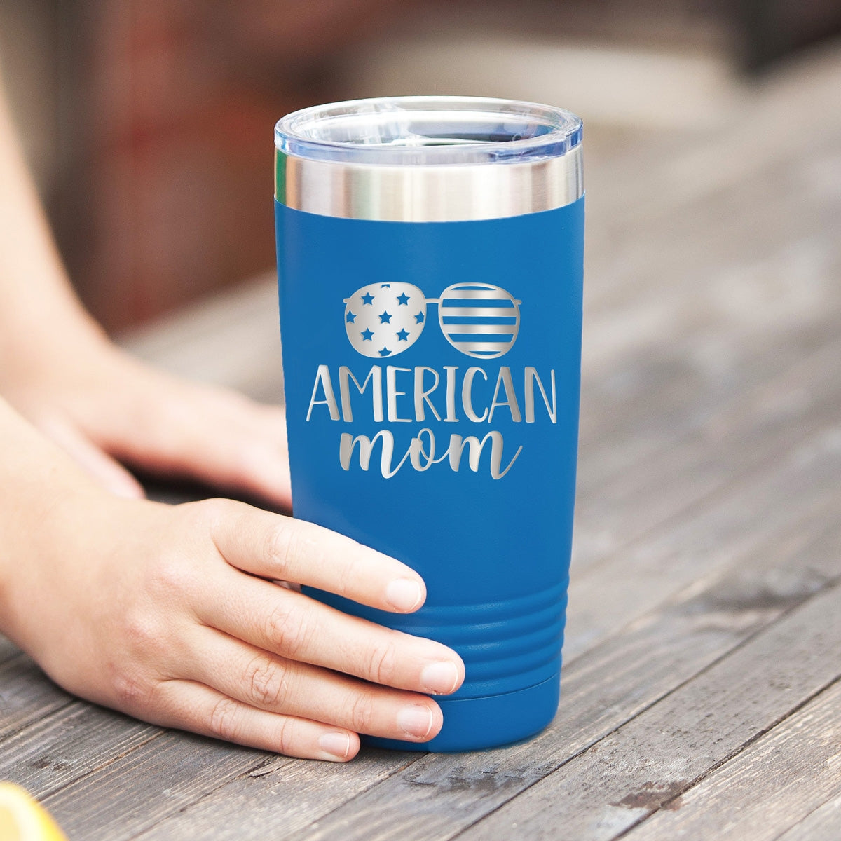 American Mom Royal Blue 20oz Insulated Tumbler - Bella Lia Boutique