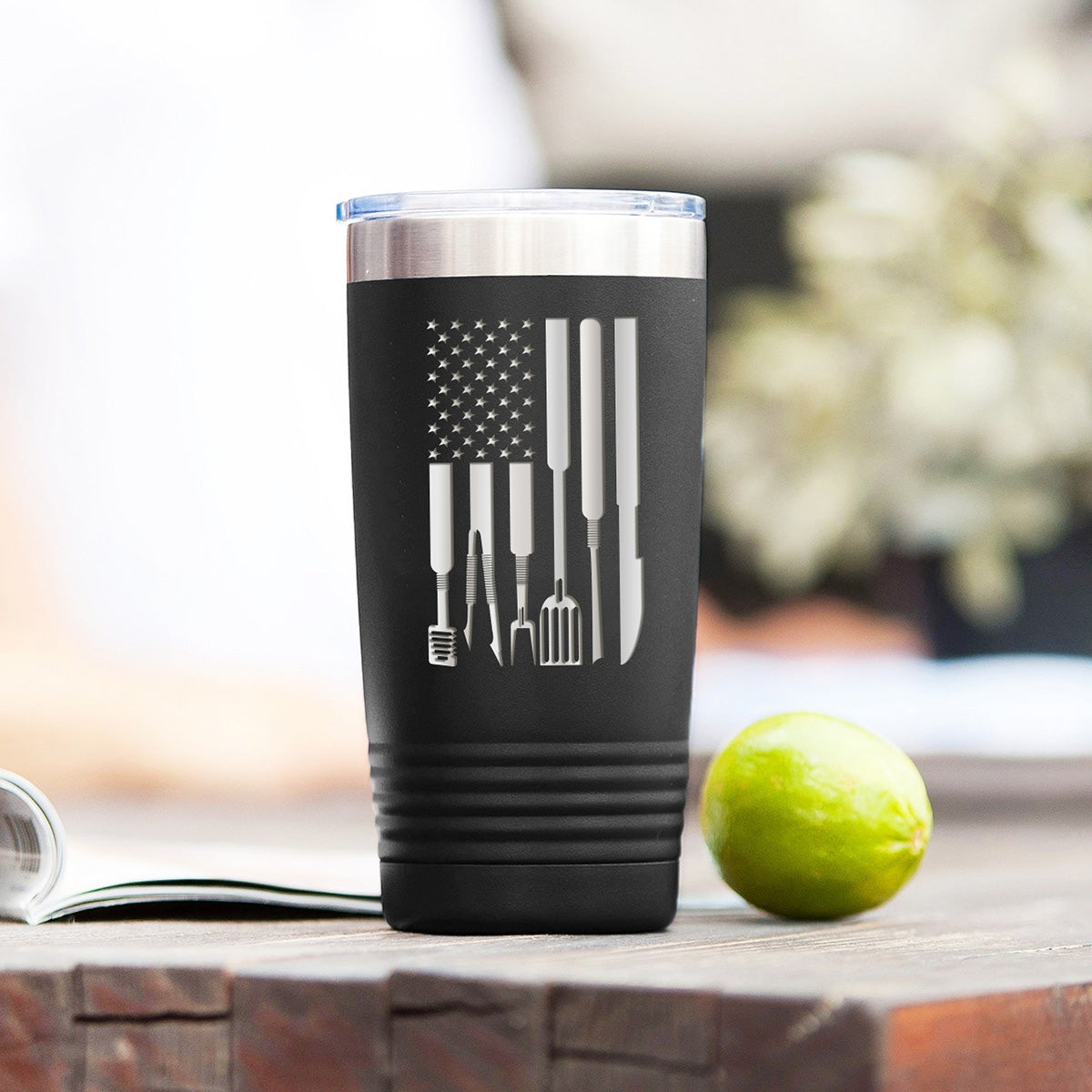 Grill Flag Black 20oz Insulated Tumbler - Bella Lia Boutique