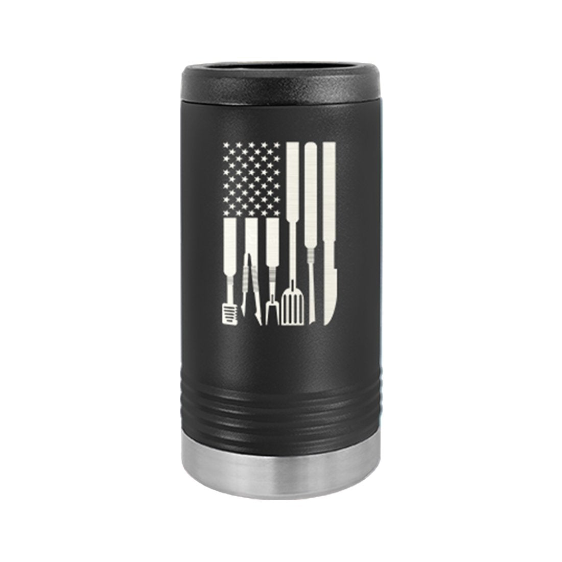 Grill Flag Black Slim Can Beverage Holder - Bella Lia Boutique