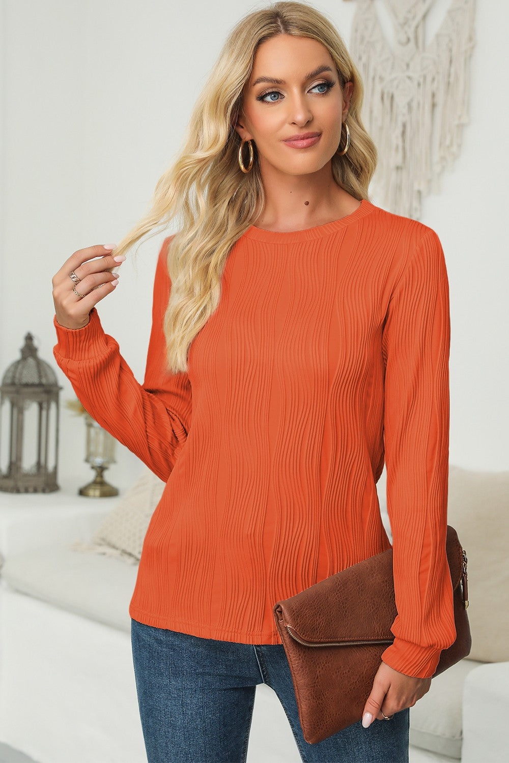 Lylah Textured Long Sleeve Blouse | Multiple Colors