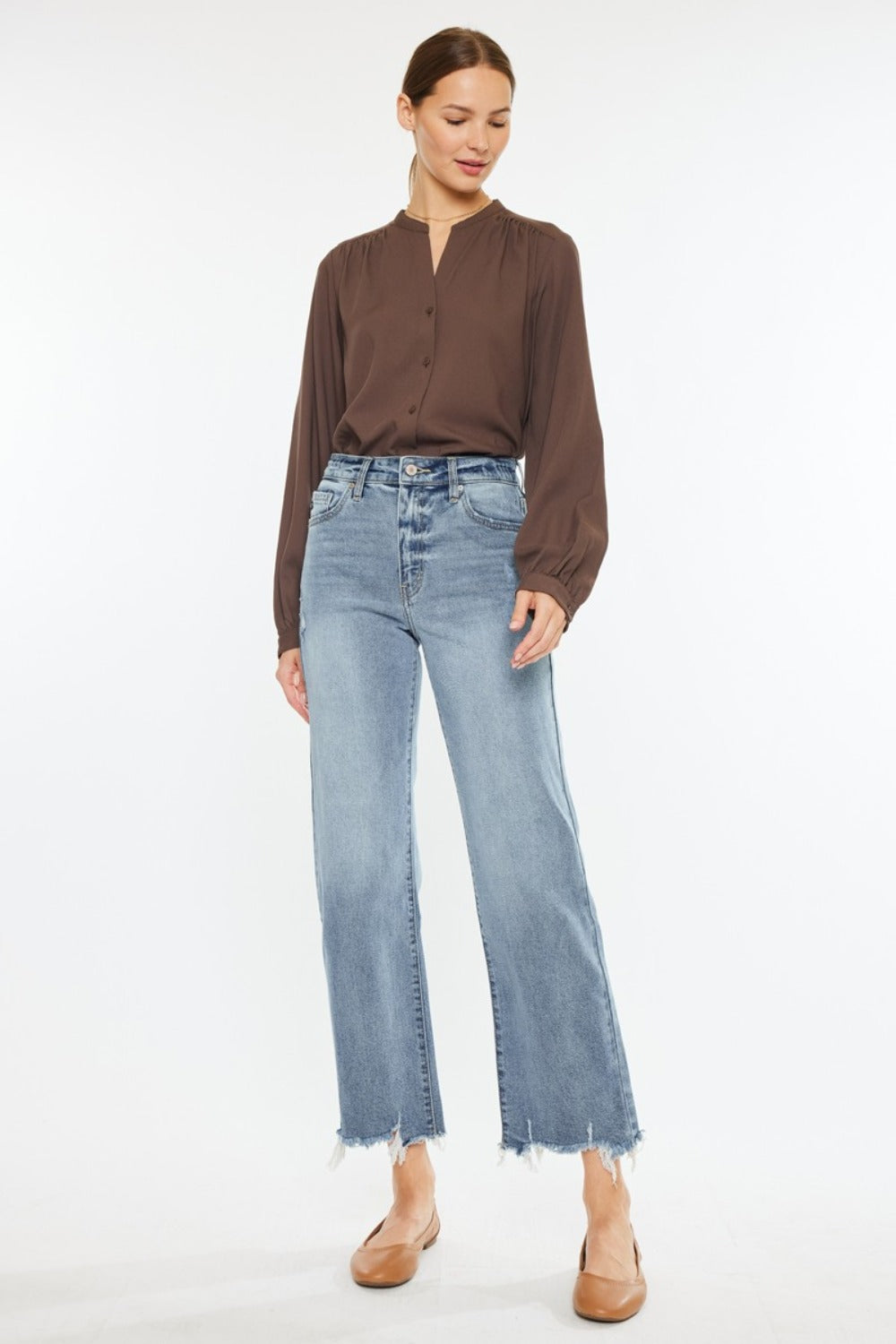 Emerson High-Rise Slim Wide Leg Jeans | Kancan