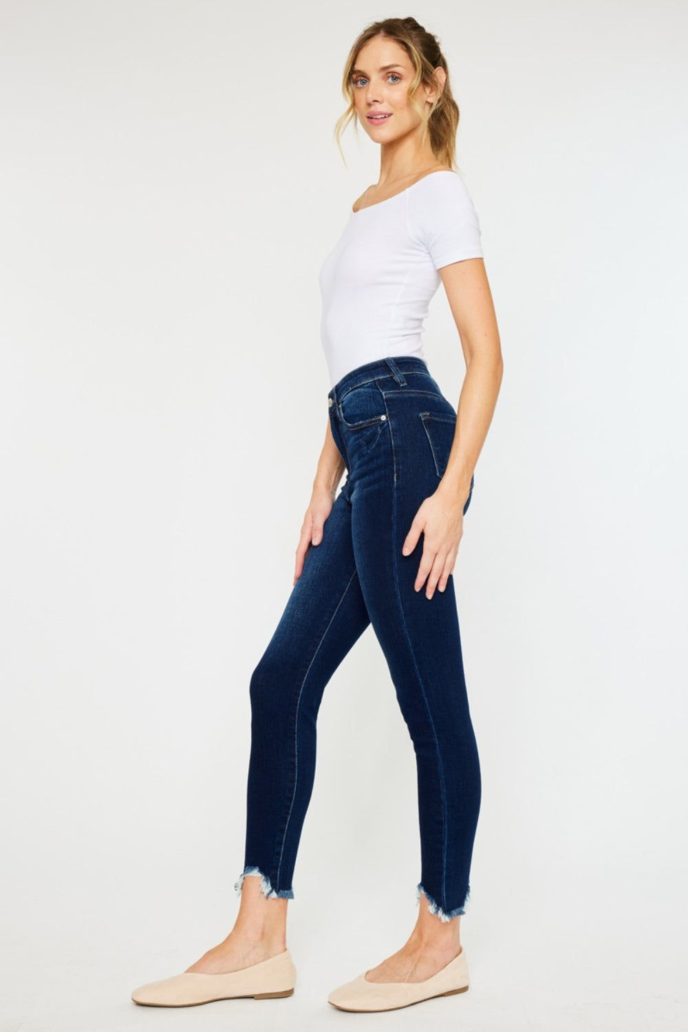 Ayleen High-Rise Frayed Ankle Skinny Jeans | Kancan