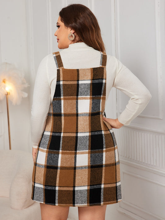 Elsie Plaid Overall Dress | Curvy