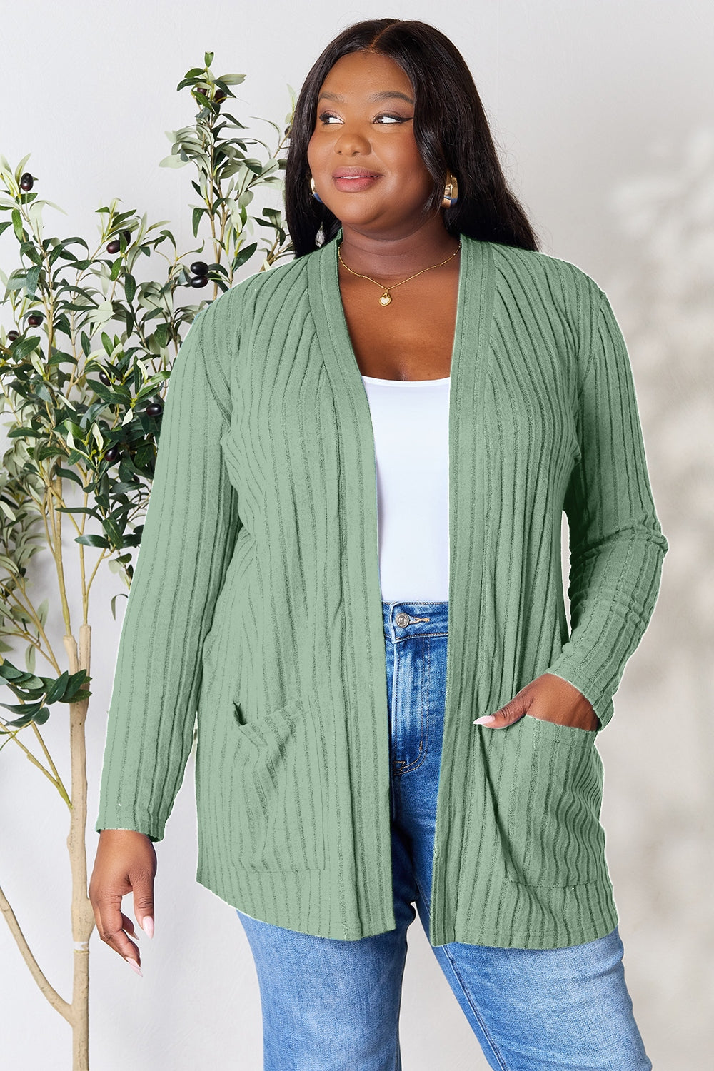 Fall Back Ribbed Open Front Cardigan | Multiple Colors