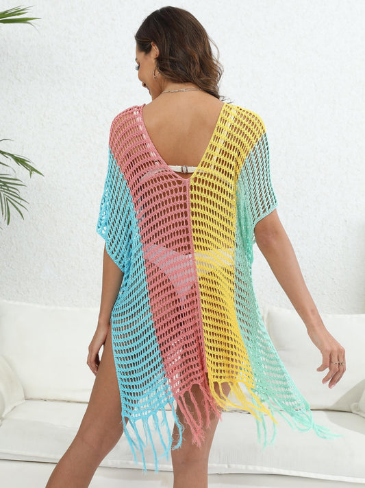 Fringe Color Block Cover-Up