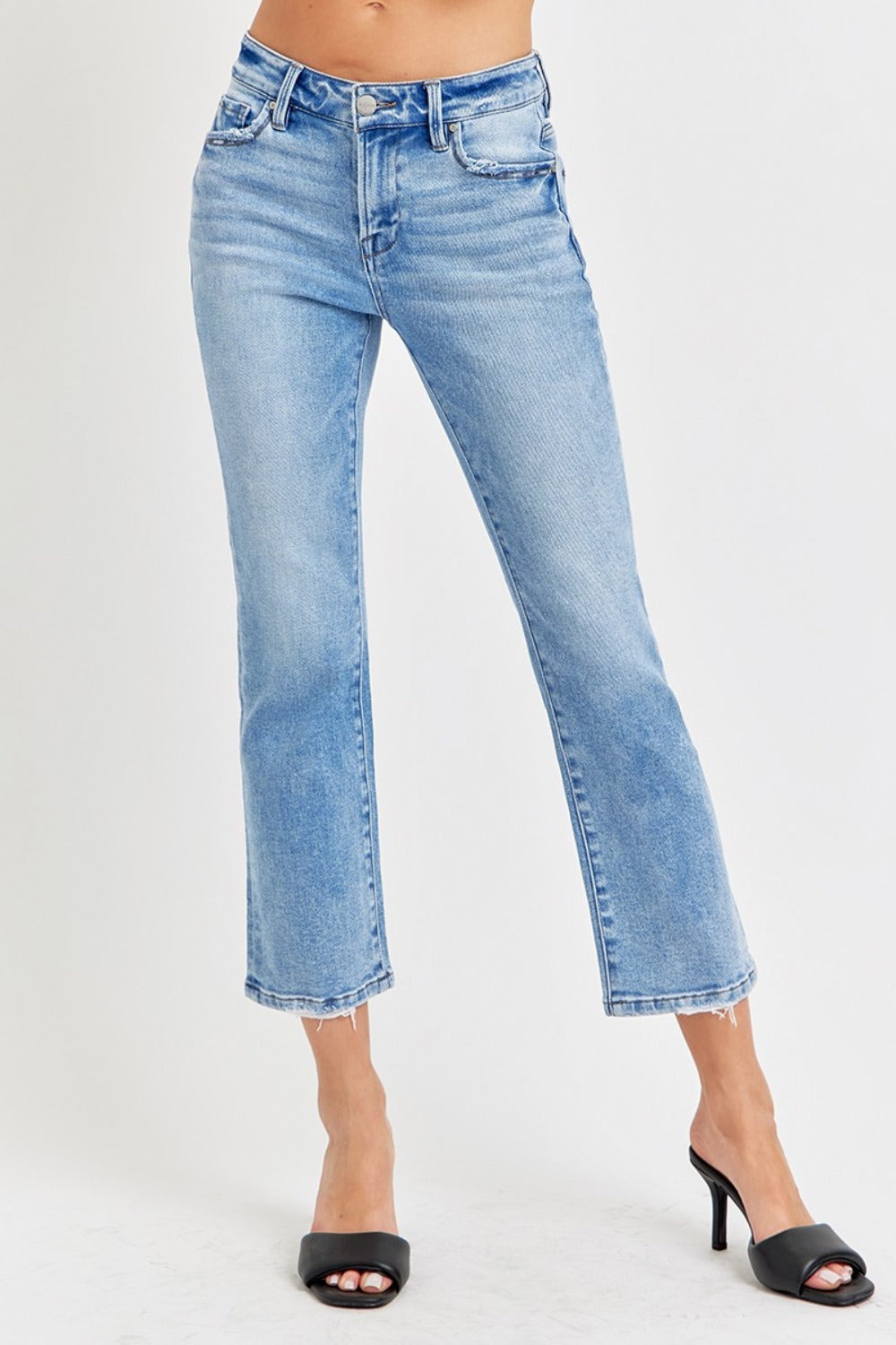 Gabriella Low-Rise Cropped Slim Straight Jeans | Risen