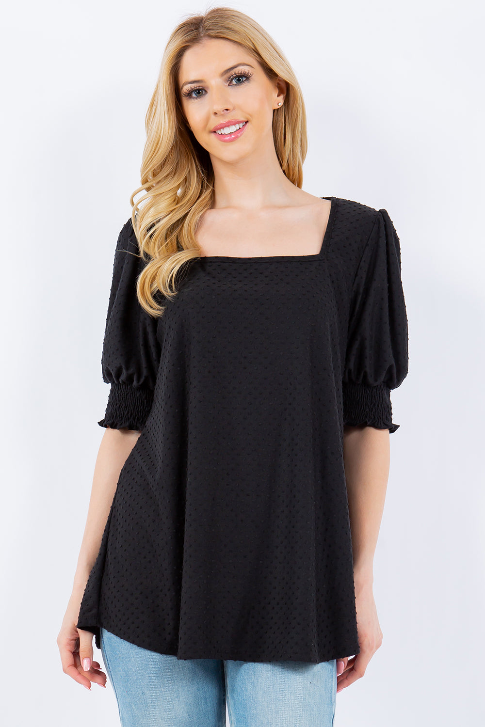 Swiss Dot Puff Sleeve Top | Multiple Colors