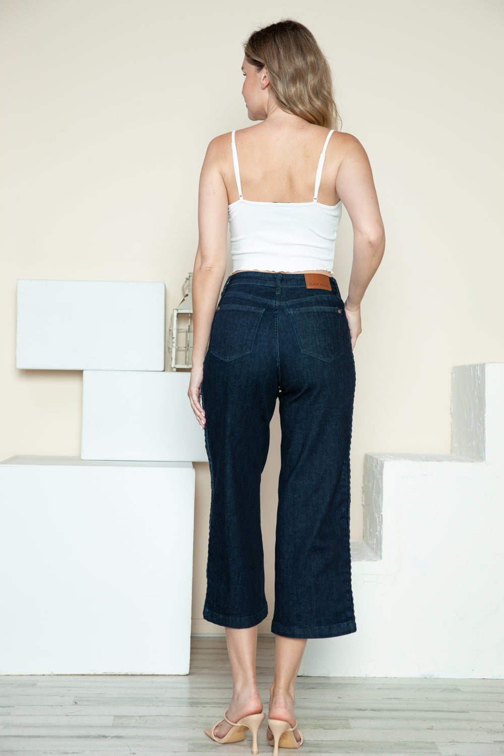 Amira Braided Cropped Wide Leg Jeans | Judy Blue