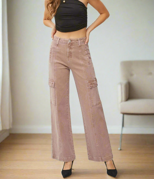 Vivian High-Rise Wide Leg Cargo Jeans | Risen