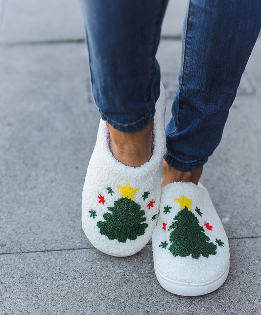 Christmas Tree Fleece Slippers