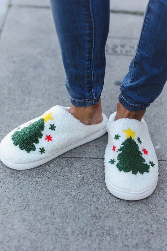 Christmas Tree Fleece Slippers