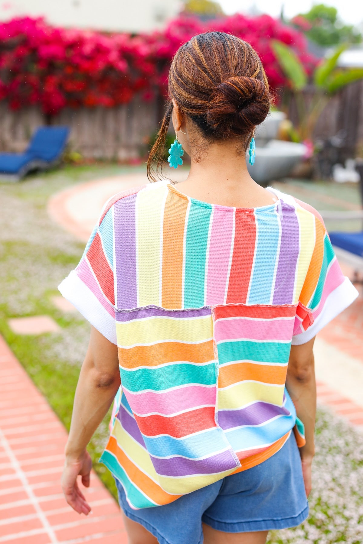 Sieze The Day Rainbow Striped Thermal Top