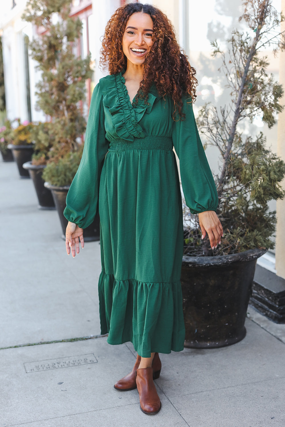 Beautiful You Ruffle Midi Dress