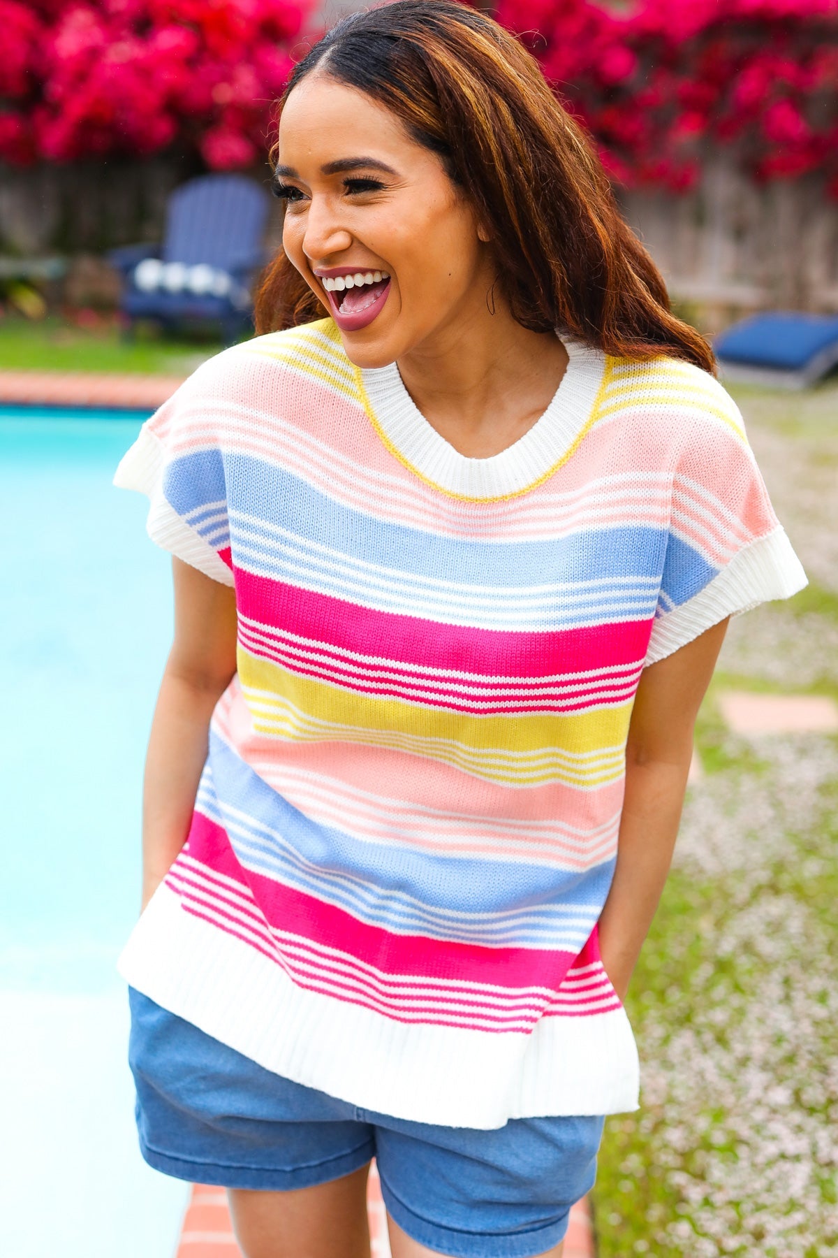 Feeling Playful Striped Dolman Sleeve Knit Top