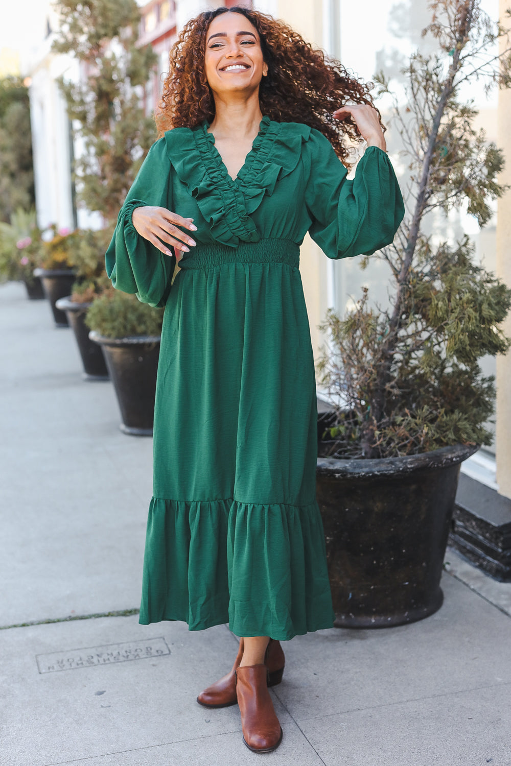 Beautiful You Ruffle Midi Dress