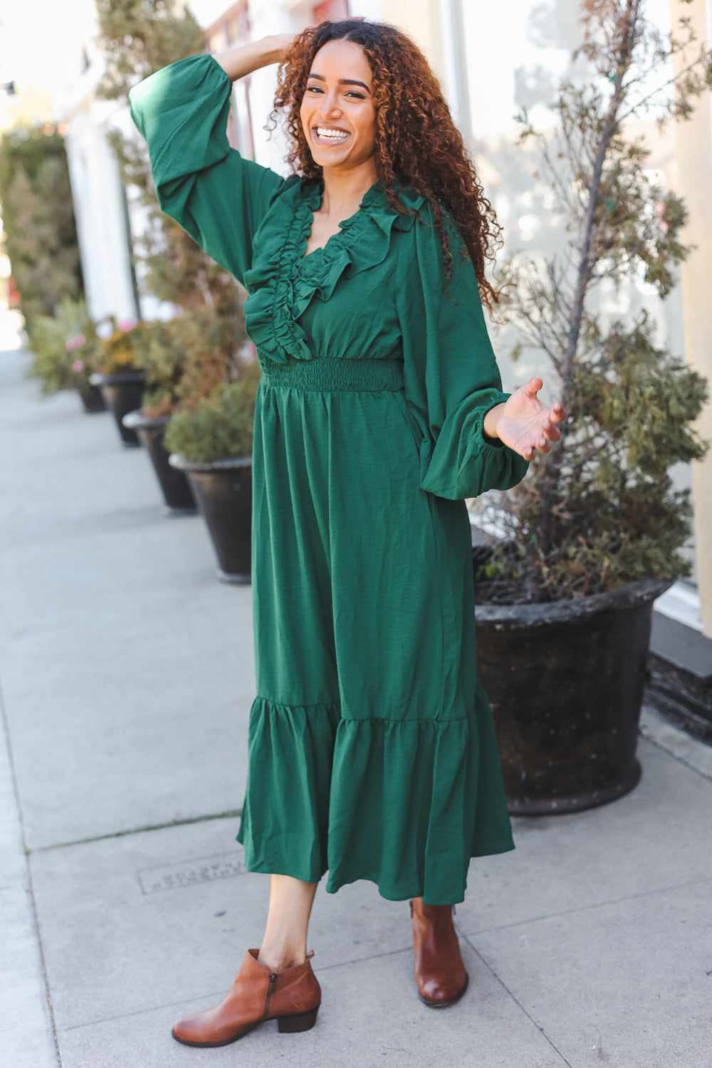 Beautiful You Ruffle Midi Dress