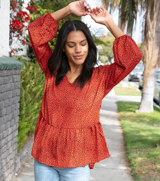 Leopard Wool Dobby Woven Knit Top