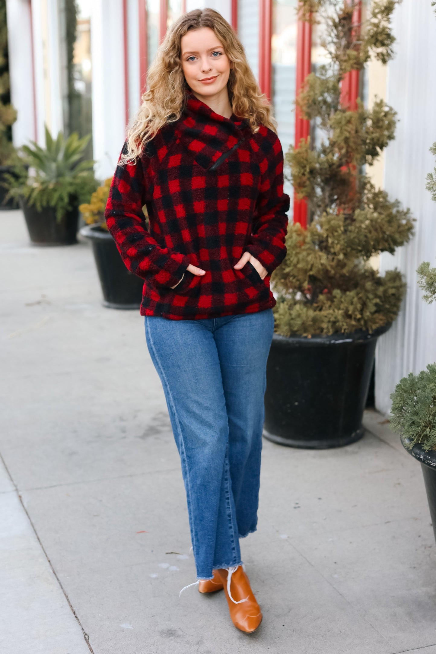 Cozy Plaid Sweater Top