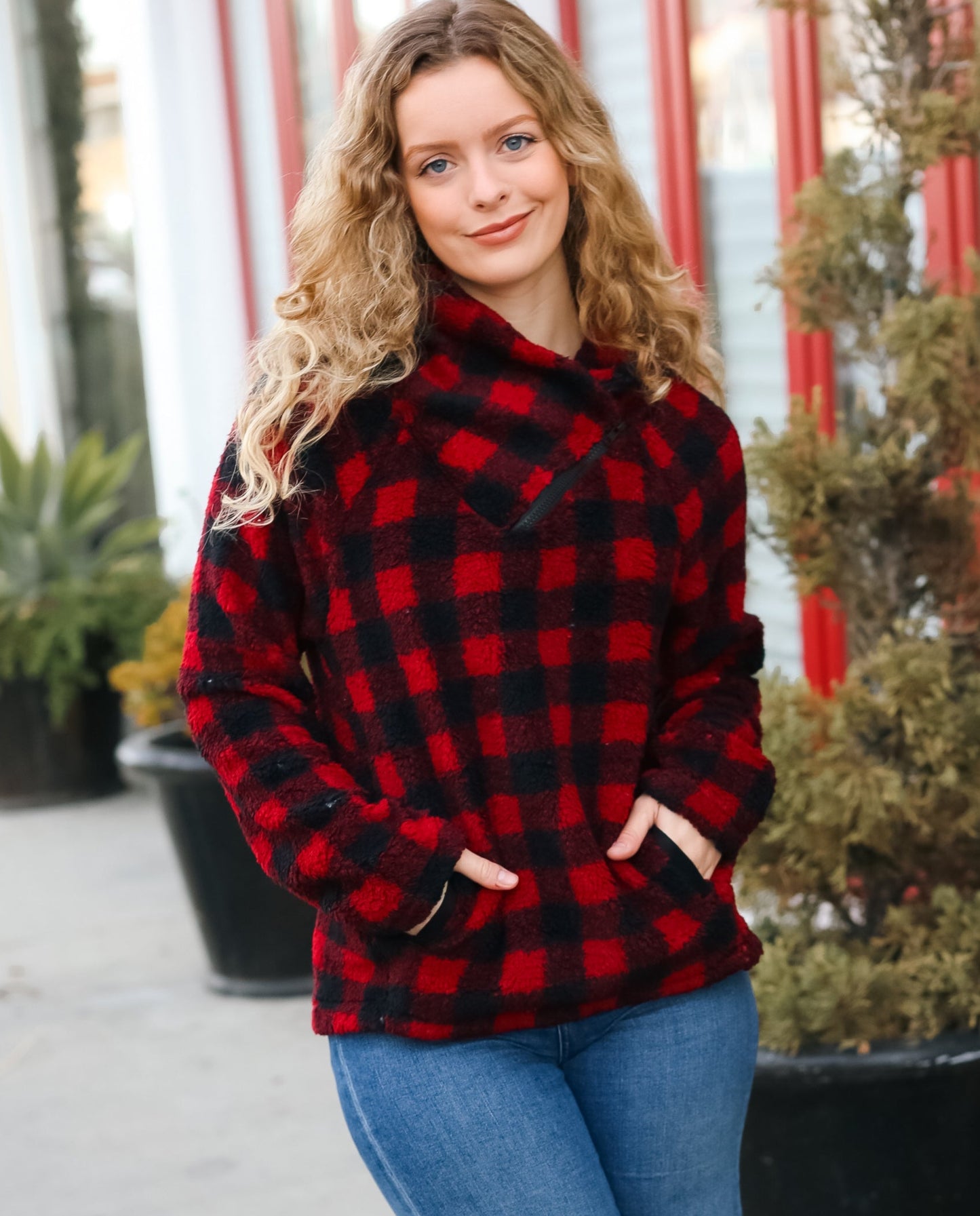 Cozy Plaid Sweater Top