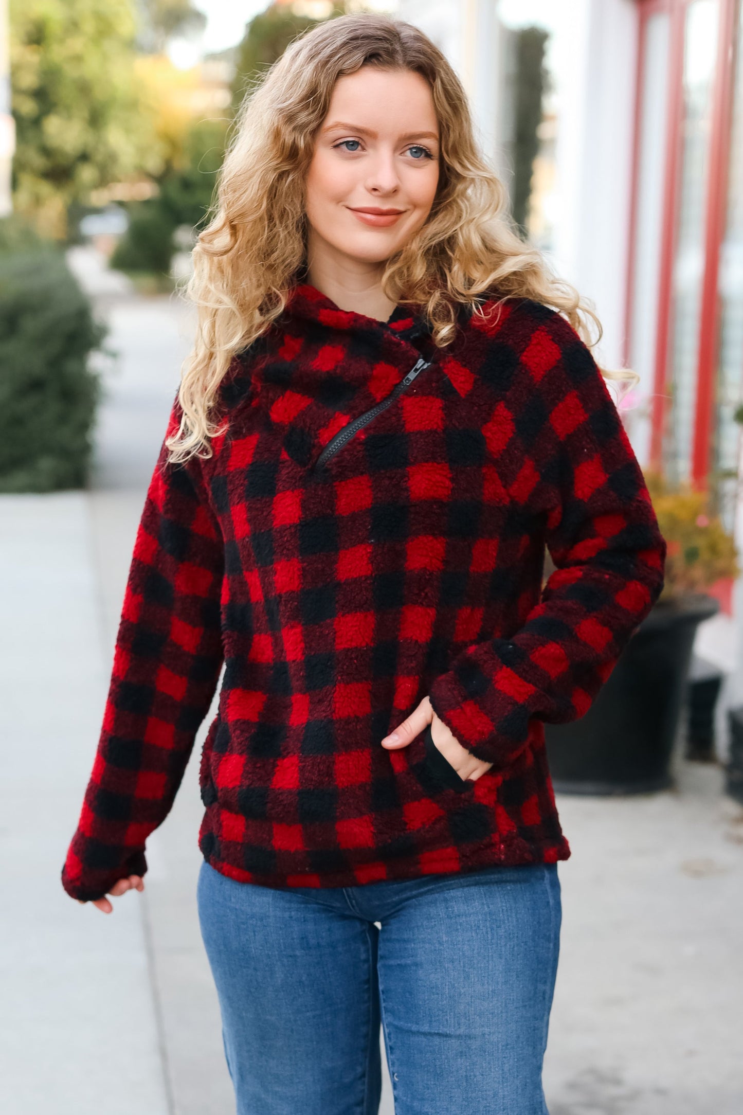 Cozy Plaid Sweater Top
