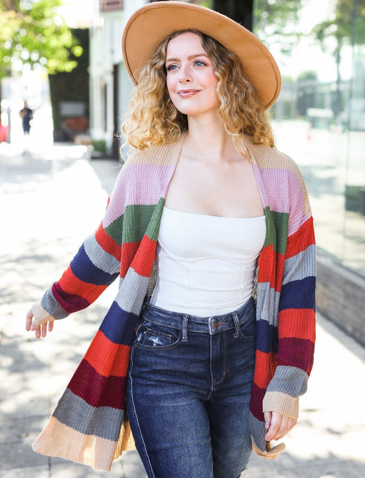 Weekend Ready Striped Slouchy Cardigan