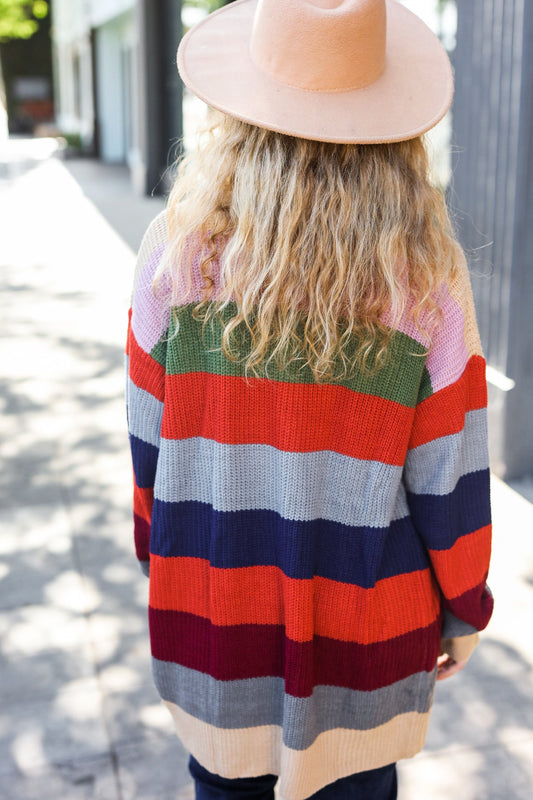 Weekend Ready Striped Slouchy Cardigan