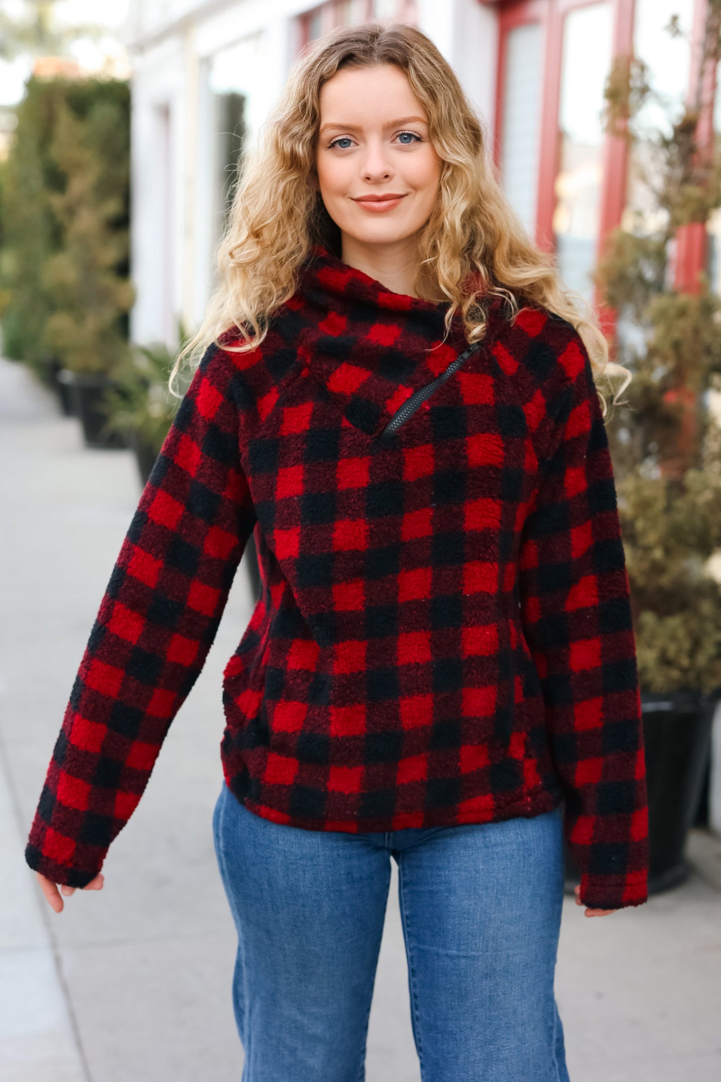 Cozy Plaid Sweater Top