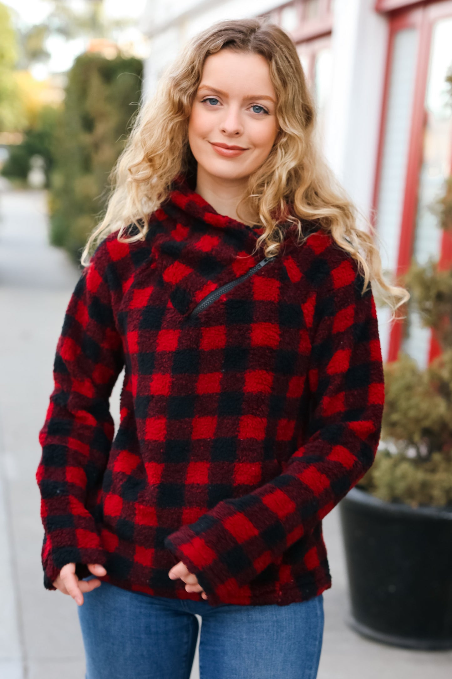 Cozy Plaid Sweater Top