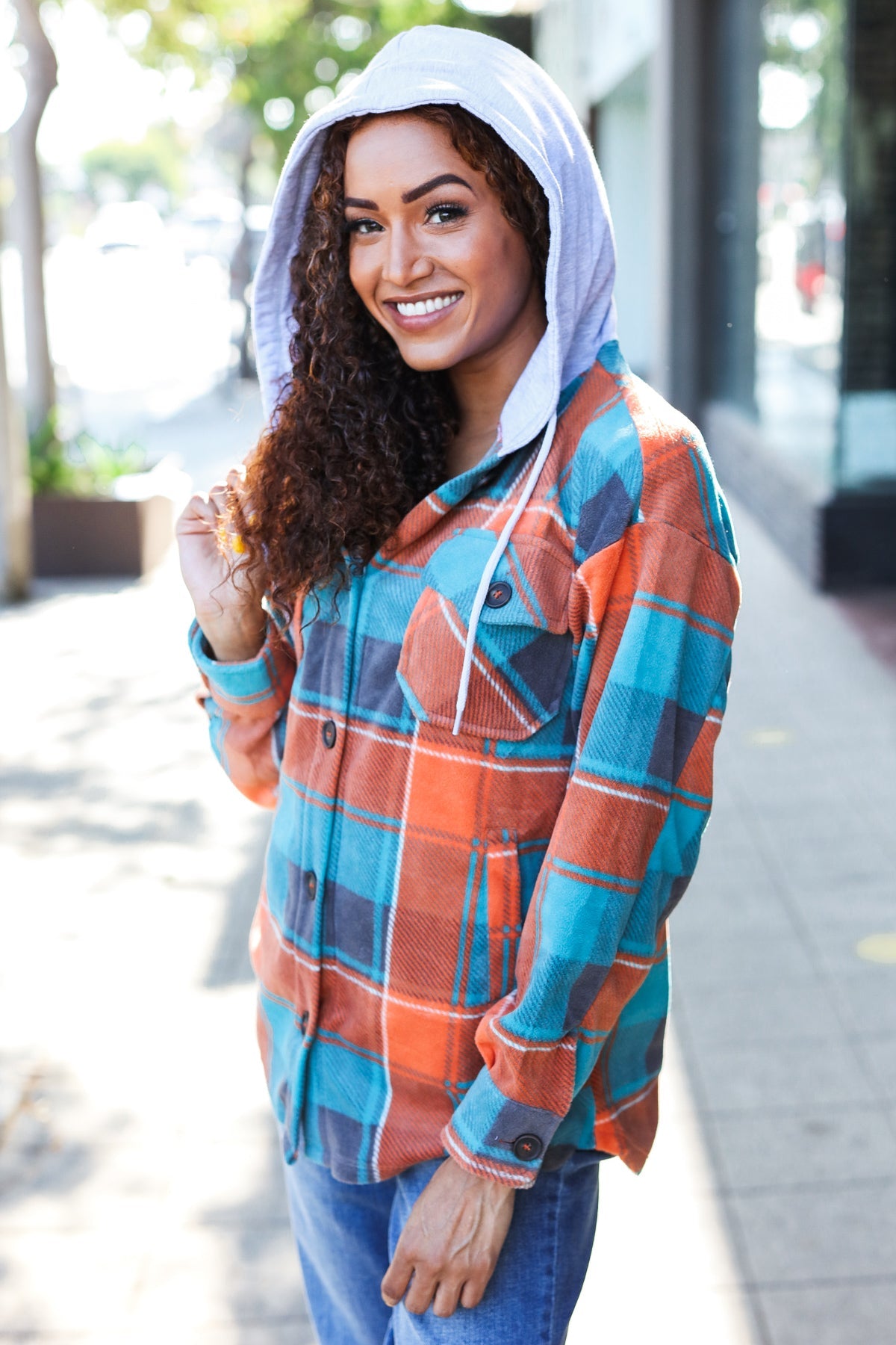 Stand Out Plaid Fleece Hoodie Shacket