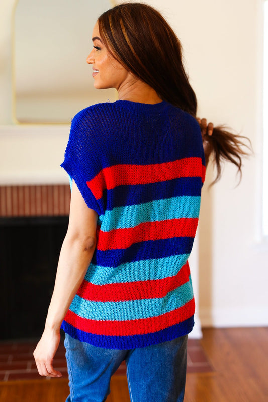 Forget Me Not Striped Dolman Sweater