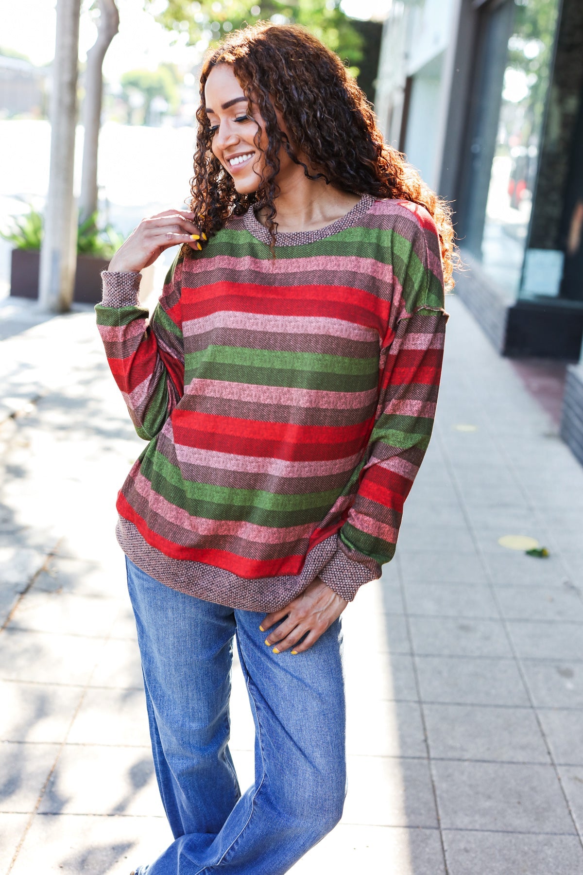 Perfectly You Striped Banded Sweater