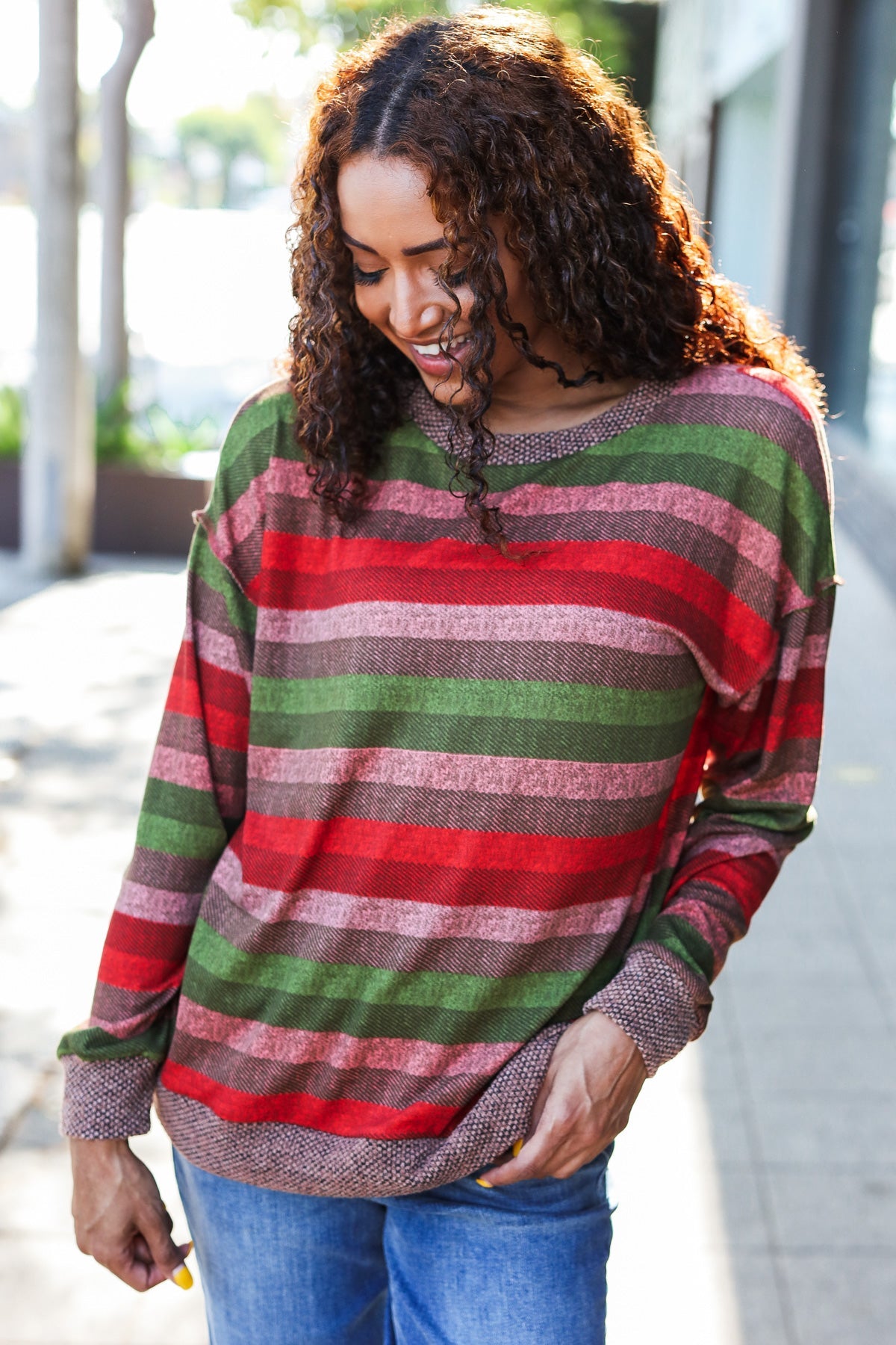 Perfectly You Striped Banded Sweater