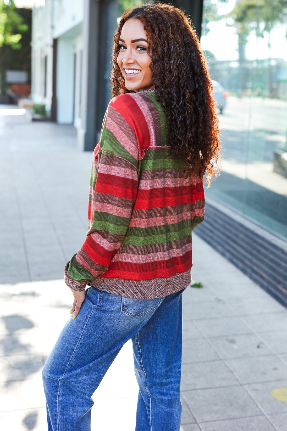 Perfectly You Striped Banded Sweater