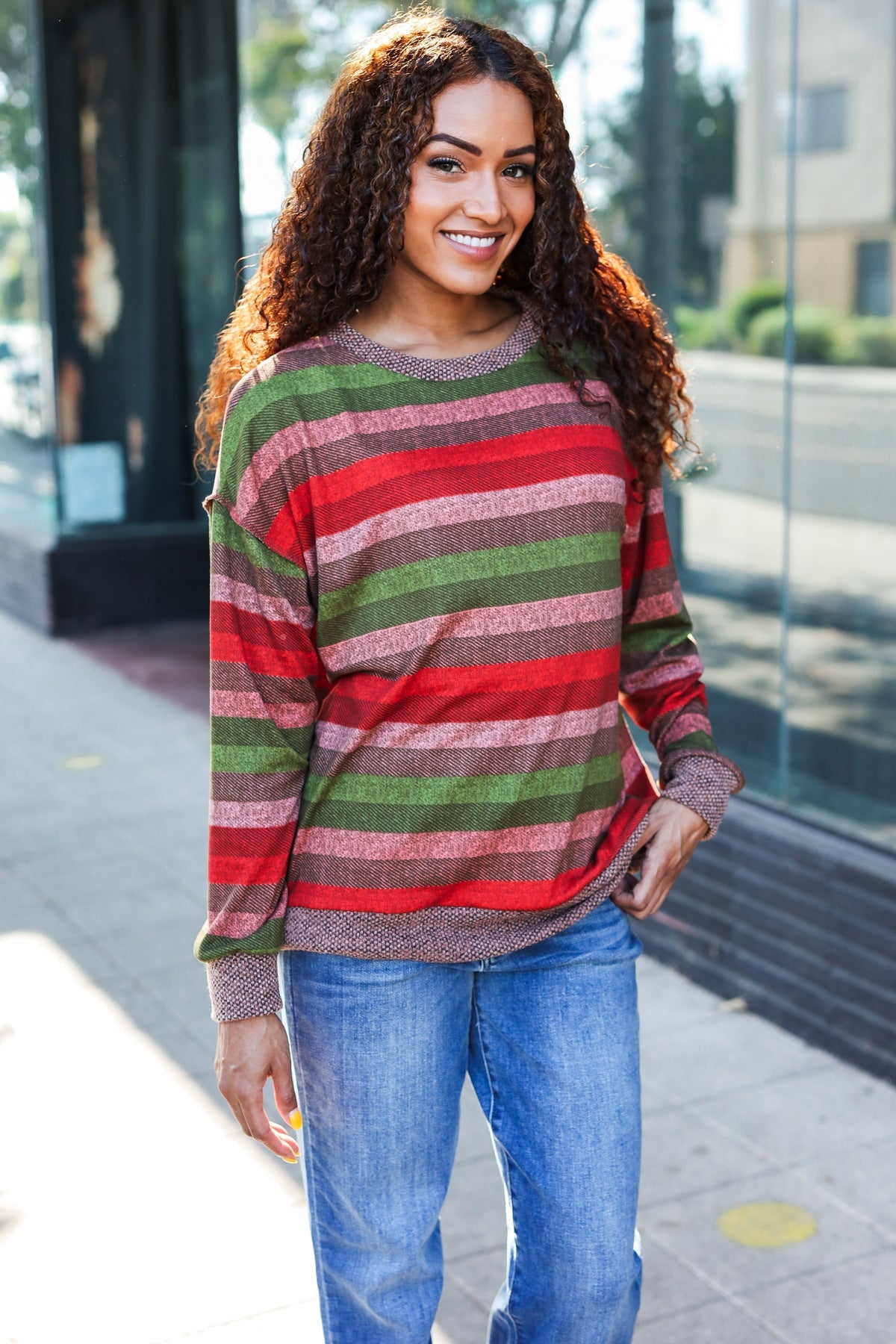 Perfectly You Striped Banded Sweater