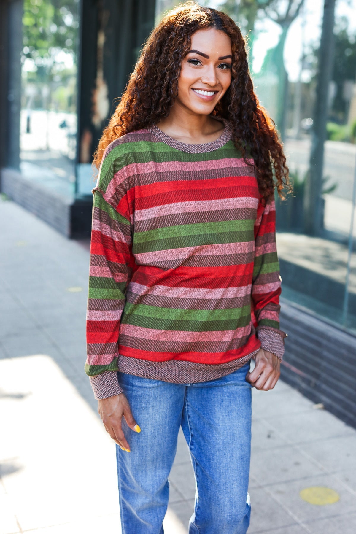 Perfectly You Striped Banded Sweater