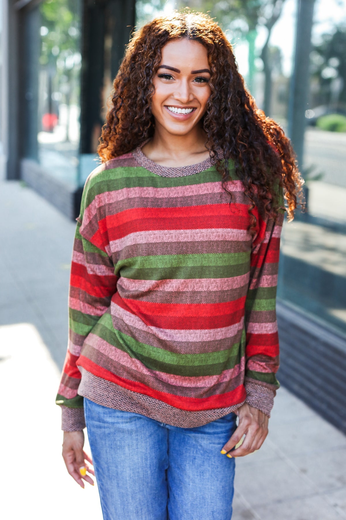 Perfectly You Striped Banded Sweater