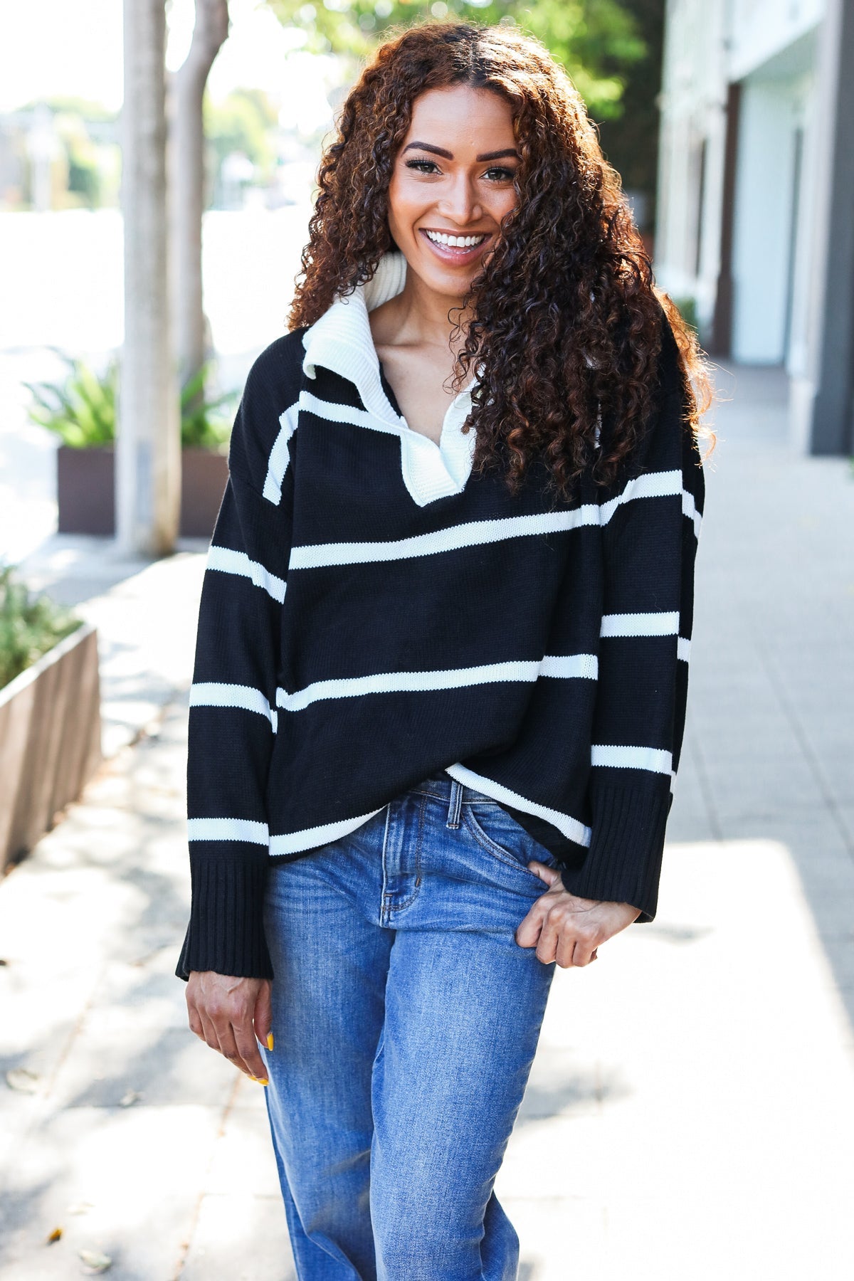 Fall For You Striped Oversized Sweater