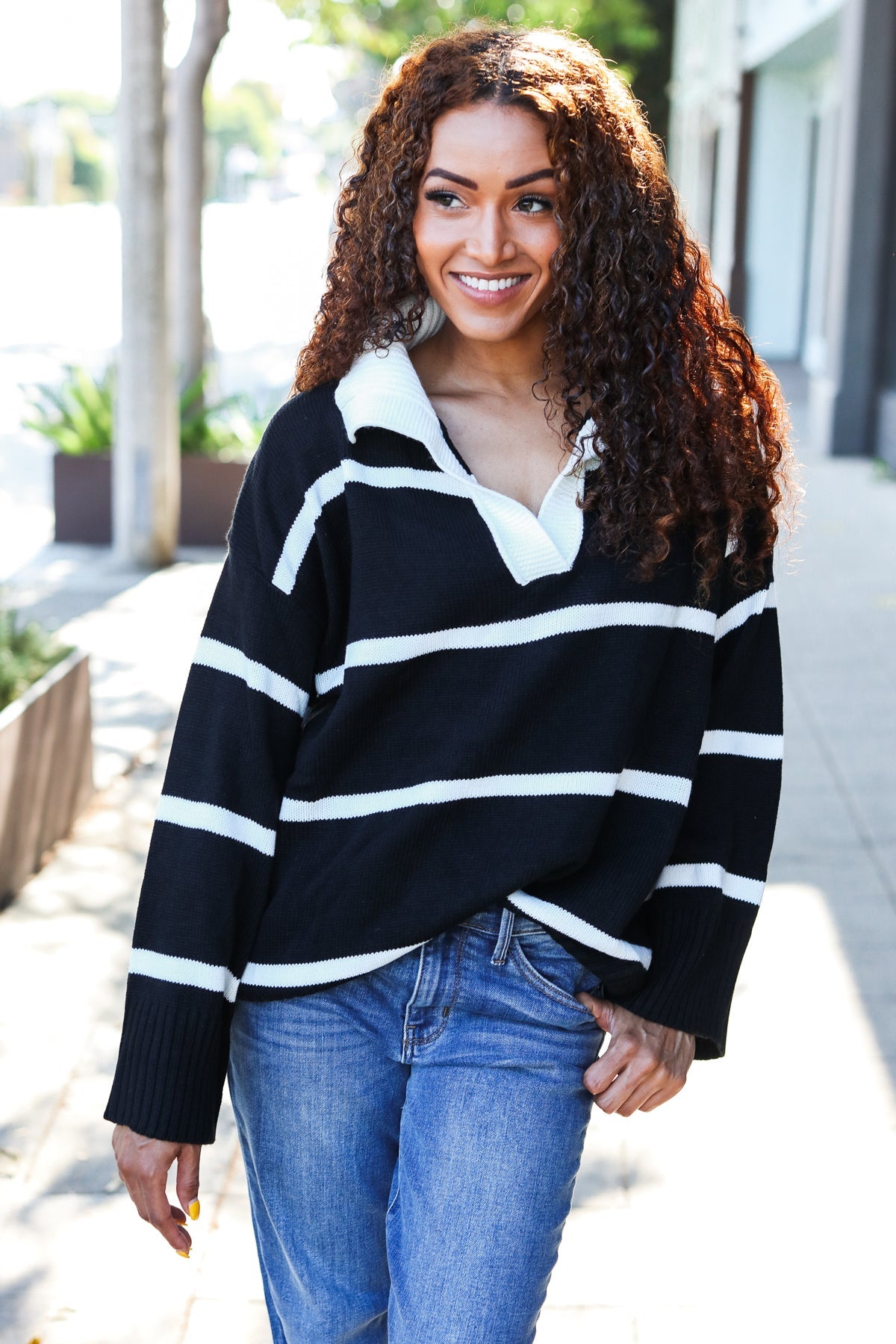 Fall For You Striped Oversized Sweater