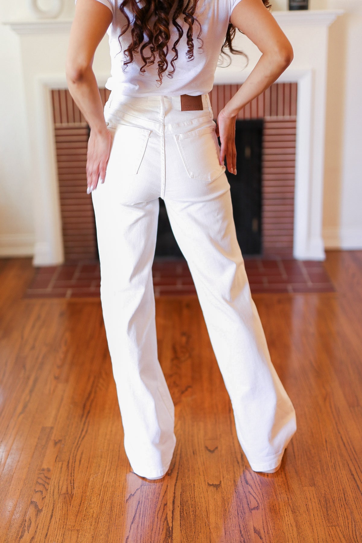 Above & Beyond White Braided Waist Wide Leg Jeans | Judy Blue