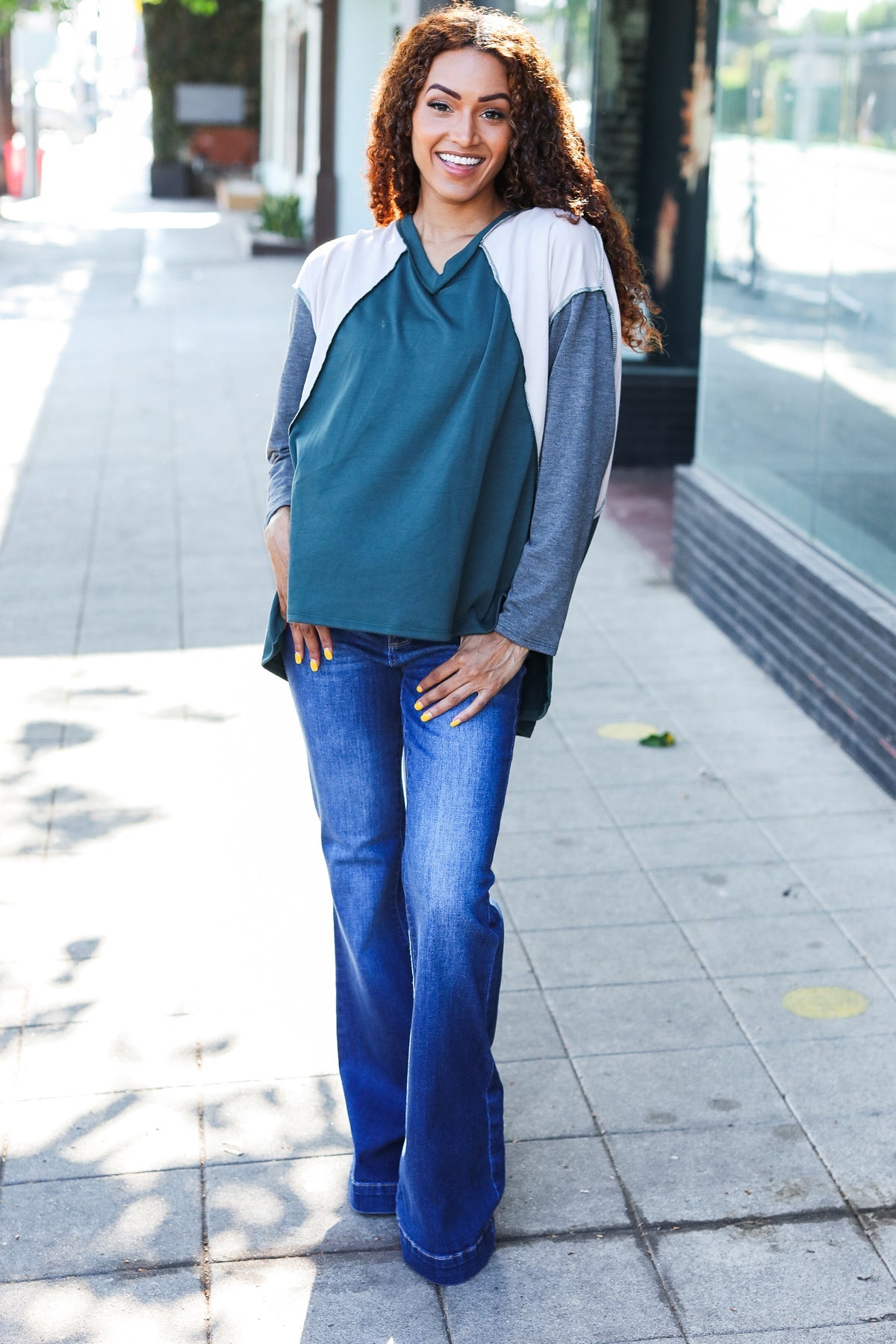 Stand Out Raglan Color Block Top